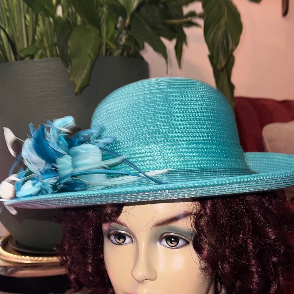Large Light Cyan Blue Derby Hat